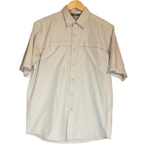 •WRANGLER•MENS TAN KHAKI LIGHTWEIGHT BUTTON UP COLLARED SHIRT SIZE MEDIUM
